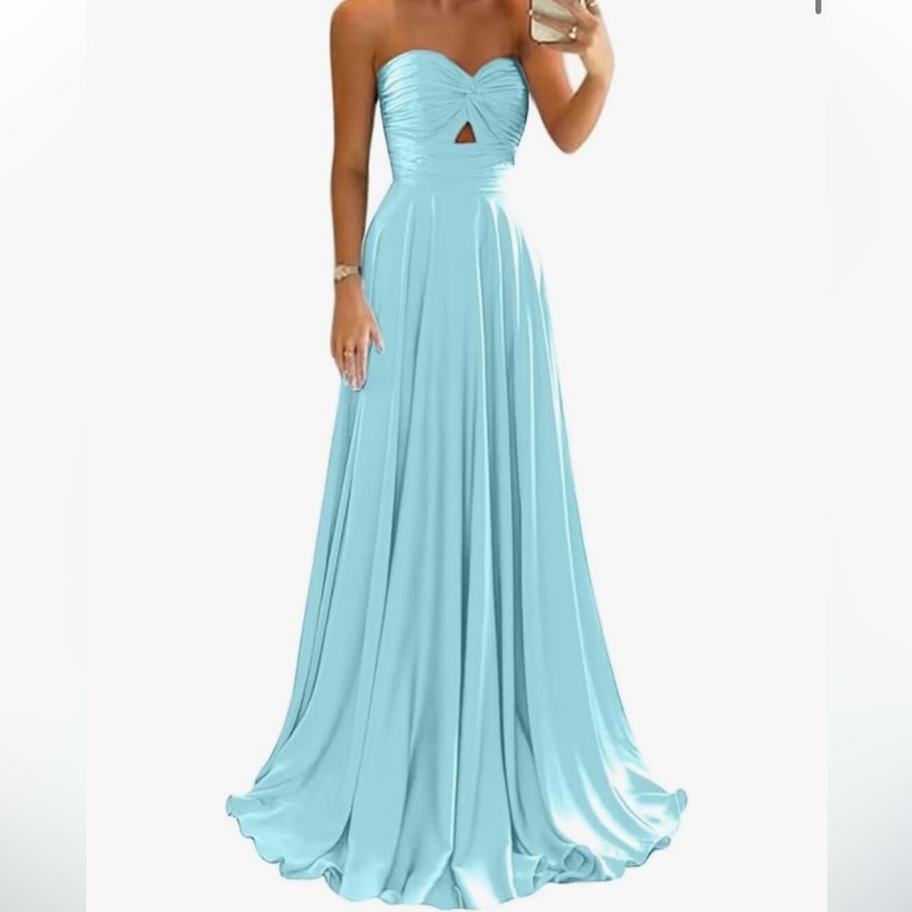 Elegant Strapless Blue Wedding Dress